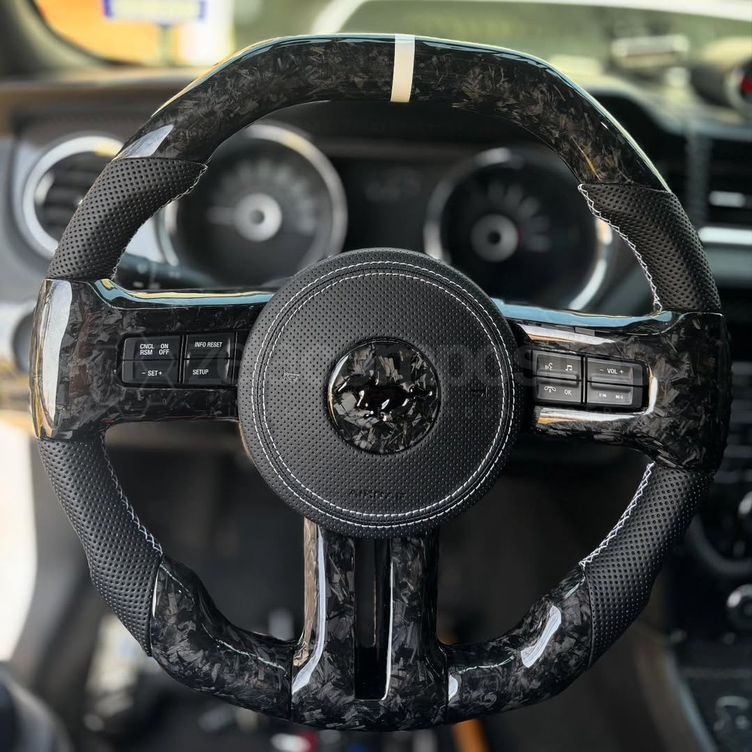 Carbon Fiber Steering Wheel for Mustang (2010'-2014') (Carbon Button Frames Included)