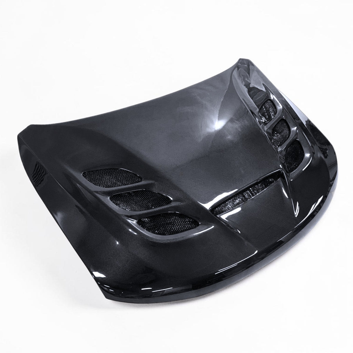 carbon fiber hood with vents for jeep grand cherokee on white background