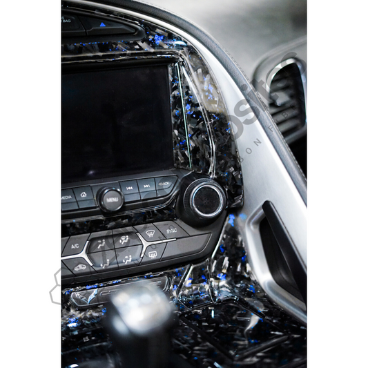 2014-2019 C7 Corvette Full Carbon Fiber Interior Trim - Forged Carbon Blue Flakes