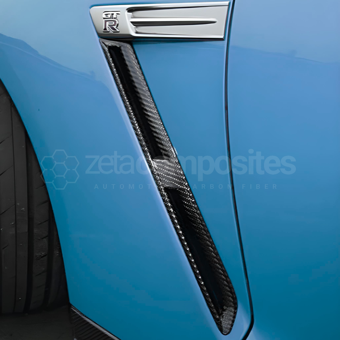 Carbon Fiber Fender Vent and Badge Direct Replacement for Nissan GTR R35