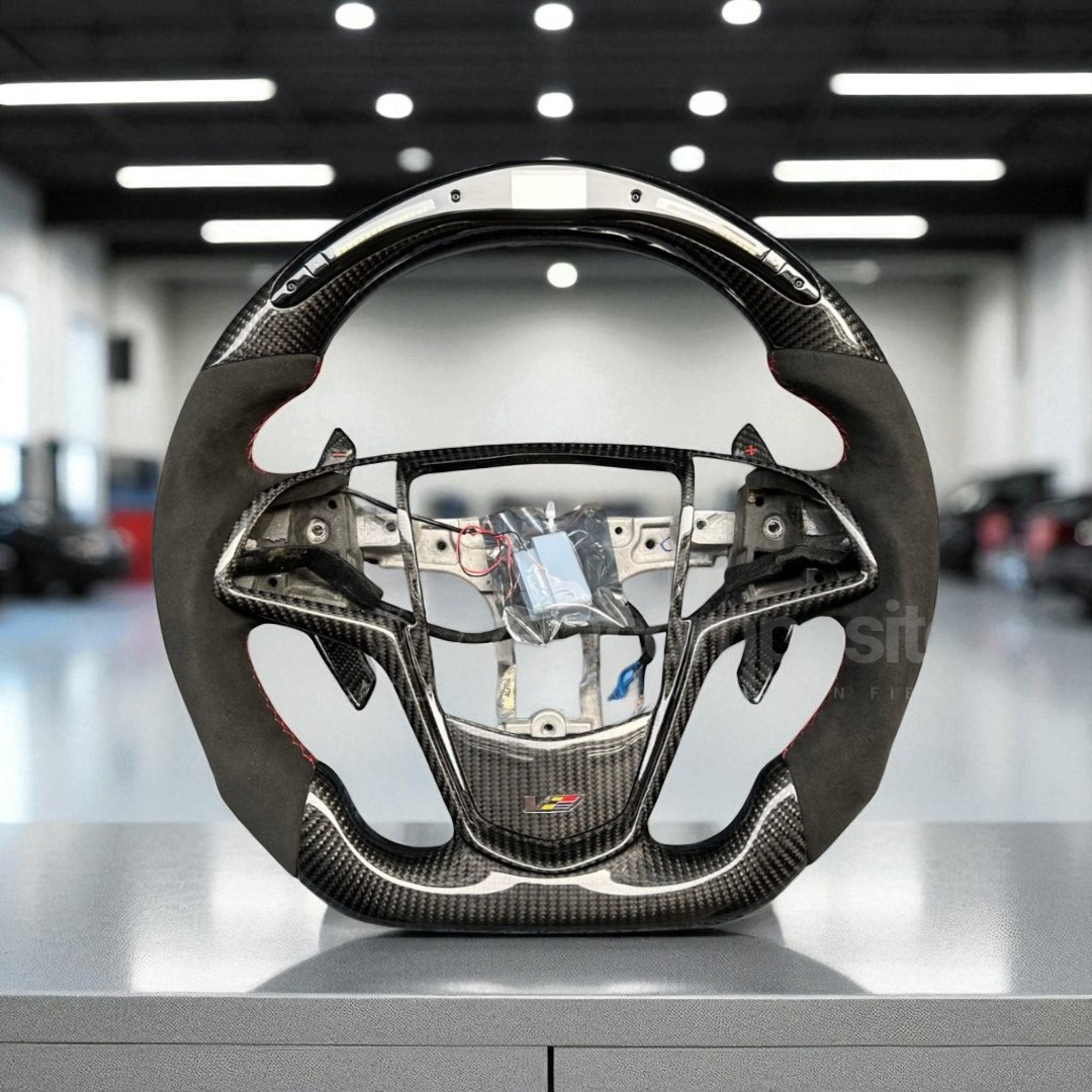 Carbon Fiber Steering Wheel for Cadillac V3 CTS ATS (14' - 20') (Button Frames Included)