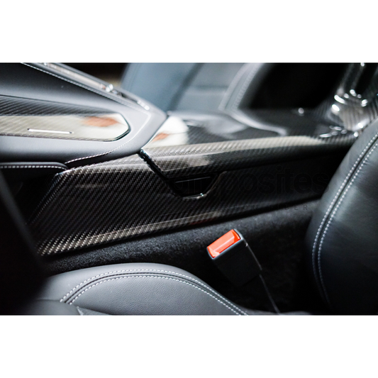 Carbon Fiber Console Leather Side Covers for C8 Corvette