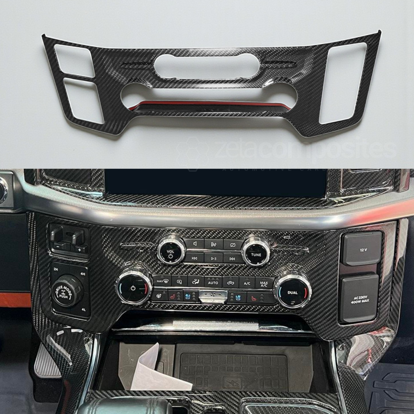 Real Carbon Fiber Lower Control Panel Cover for F150 (2021'+)