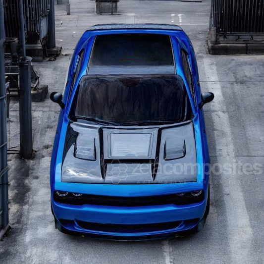 transparent window hood carbon fiber dodge challenger