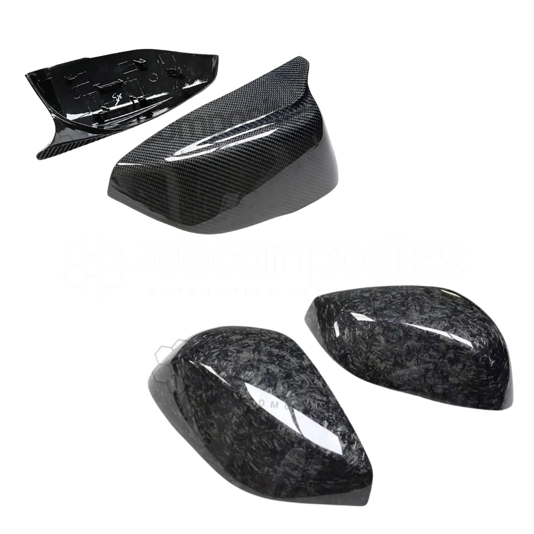 Gloss Black Mirror Cap Covers For Infiniti Q50 Q60 2014-2024 – M Style Horn Wing, Clip-On