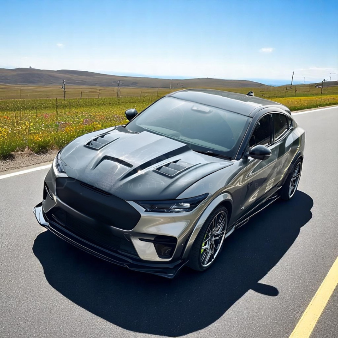 Mustang Mach E Carbon Fiber Hood - Terminator Style