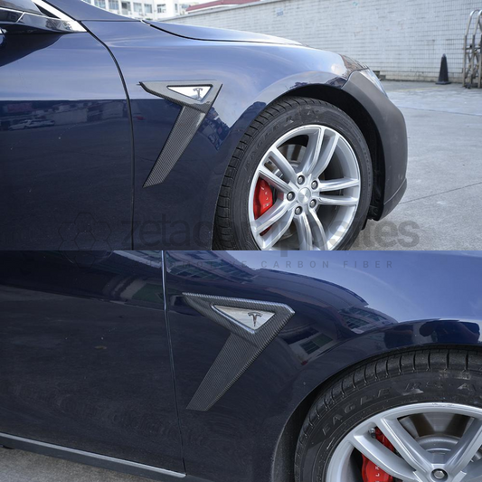 Carbon Fiber Fender Covers P100D 75D P85D Tesla Model S
