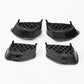 Four black carbon fiber textured protective covers arranged in a 2x2 grid on a white background.