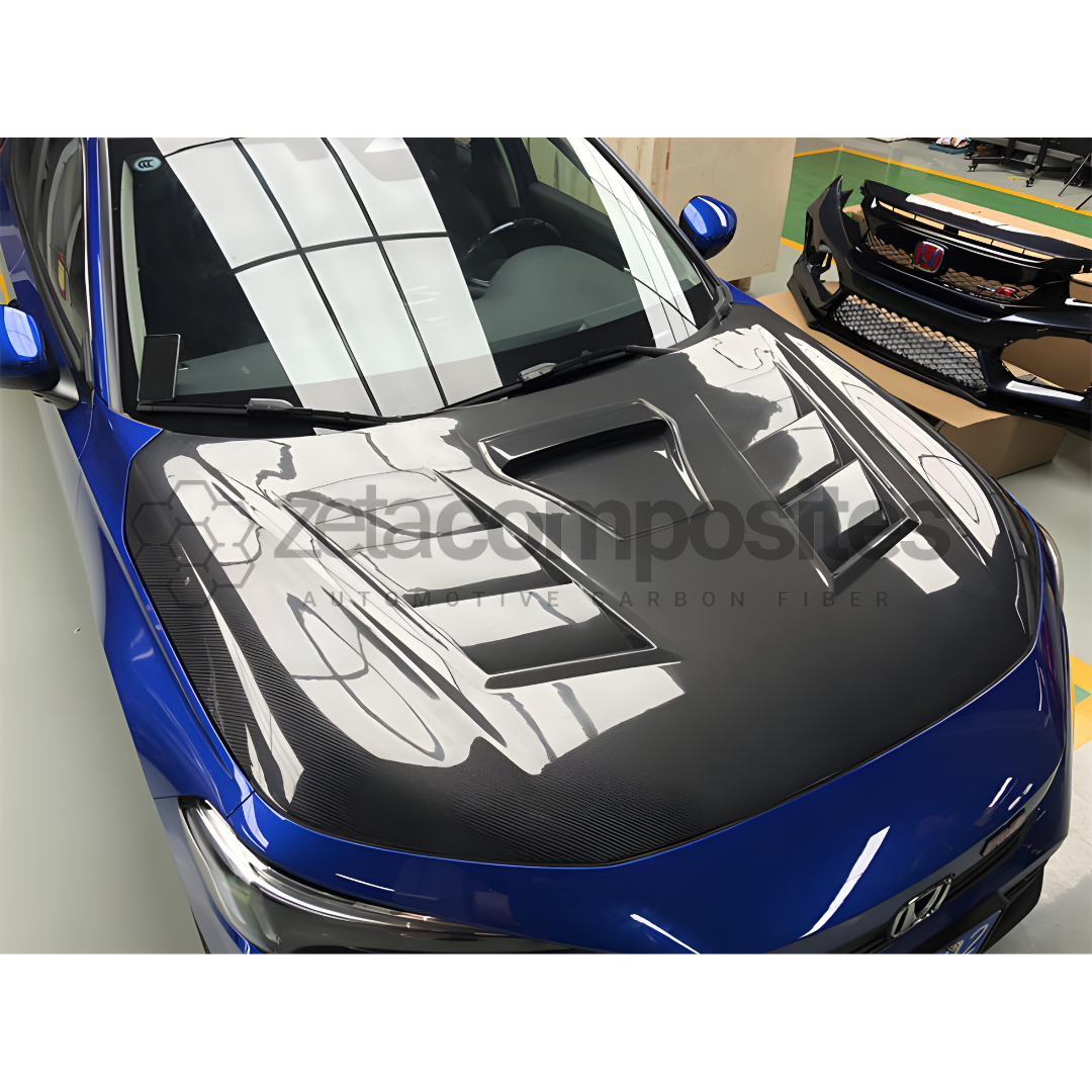 Carbon Fiber Hood Civic 11th gen 2022+ Intake Style – ZetaComposites