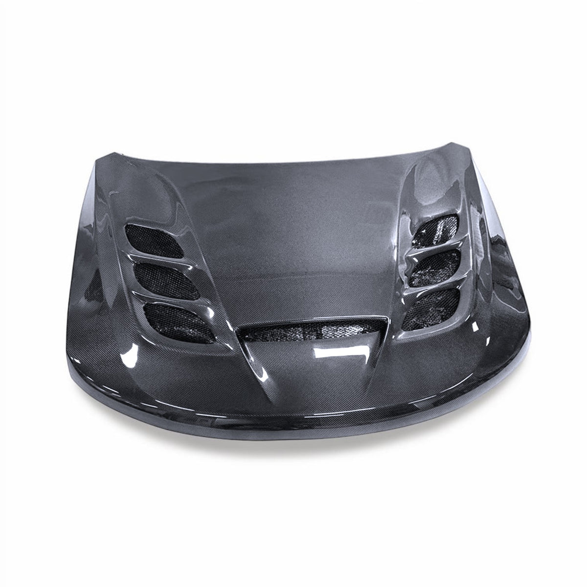 carbon fiber hood with blank white background