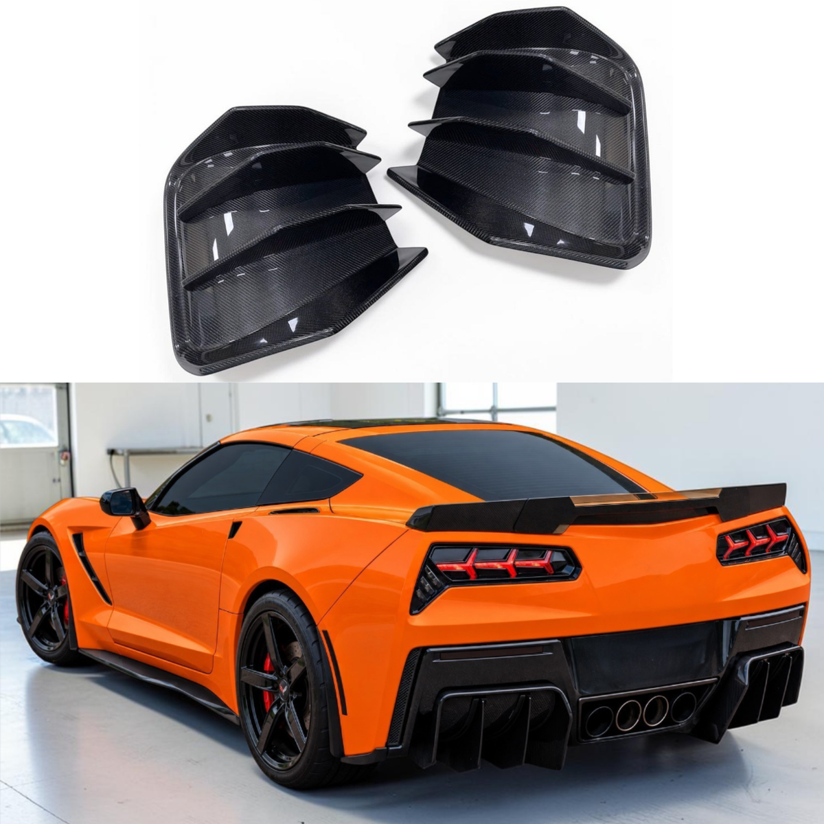 (2014'-2019') C7 Corvette Carbon Fiber Diffuser 2 Pc Add-On