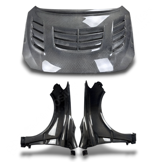 (2015'-2021') WRX / STi Carbon Fiber Hood & Fender Kit - Track Style