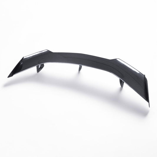 Unpainted black carbon fiber rear spoiler lip with three mounting points