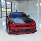 red 6th gen camaro with carbon fiber hood