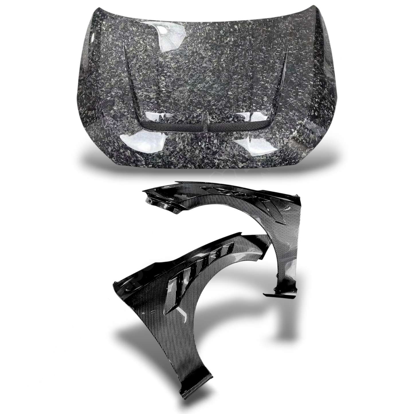 (2019'-2022') Veloster Carbon Fiber Hood & Fenders Kit - Vented
