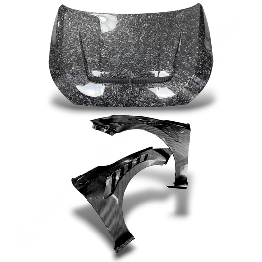 (2019'-2022') Veloster Carbon Fiber Hood & Fenders Kit - Vented
