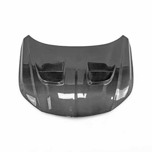 Vented carbon fiber hood panel for Acura Integra, black with two front vent openings