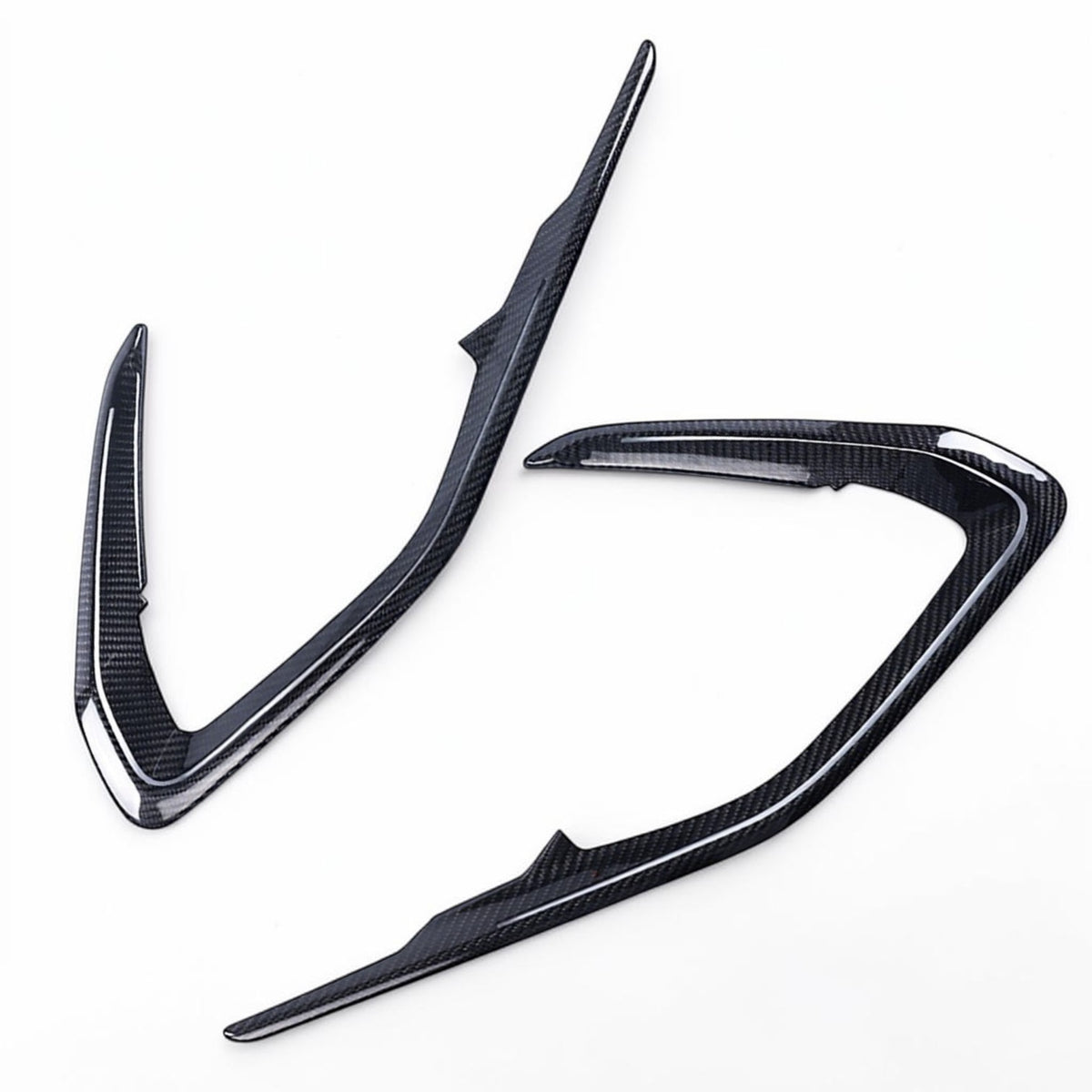 Carbon fiber door card cover trim pieces, curved shape, black weave finish