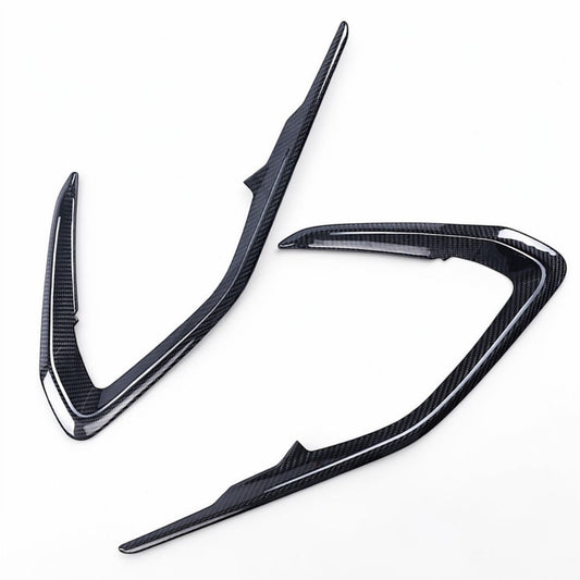 Carbon fiber door card cover trim pieces, curved shape, black weave finish