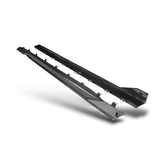 Carbon Fiber Side Skirt Panels for Mustang S650 (2024'+) Gt500 Style