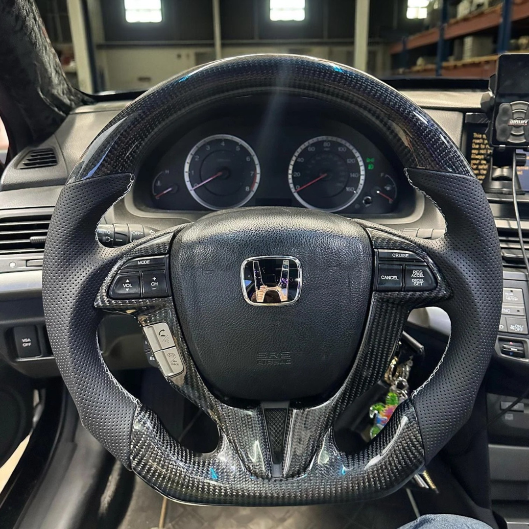 Carbon Fiber Steering Wheel for 8th Gen Accord (With Carbon Button Frames)