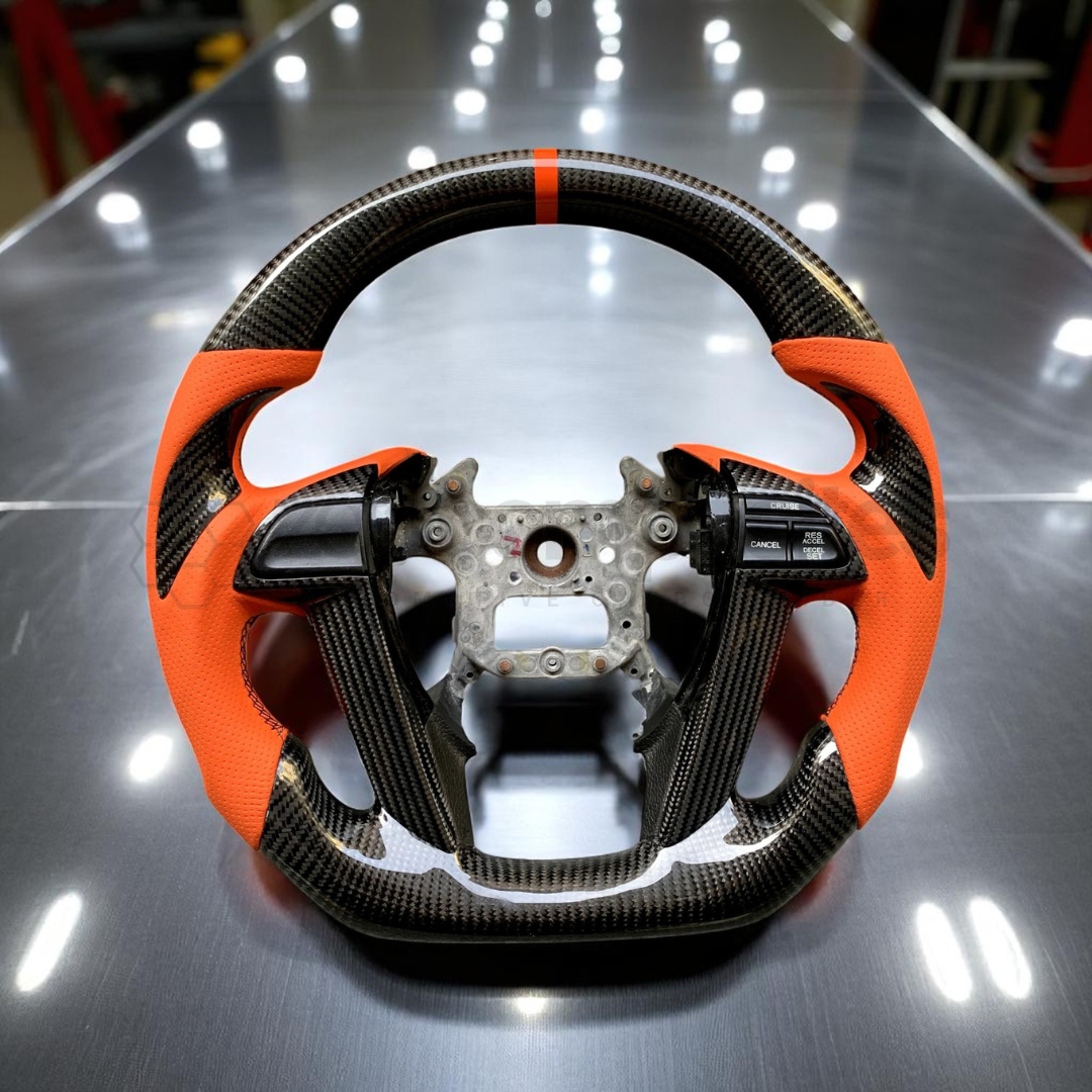 Carbon Fiber Steering Wheel for 8th Gen Accord (With Carbon Button Frames)