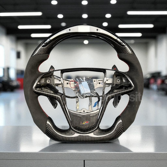 Carbon Fiber Steering Wheel for Cadillac V3 CTS ATS (14' - 20') (Button Frames Included)