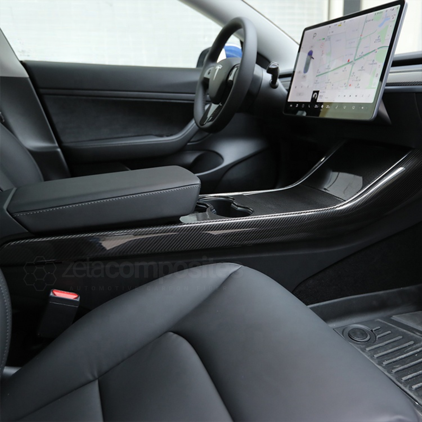 Real Carbon Fiber Center Console Side Panels for Tesla Model 3 / Model Y