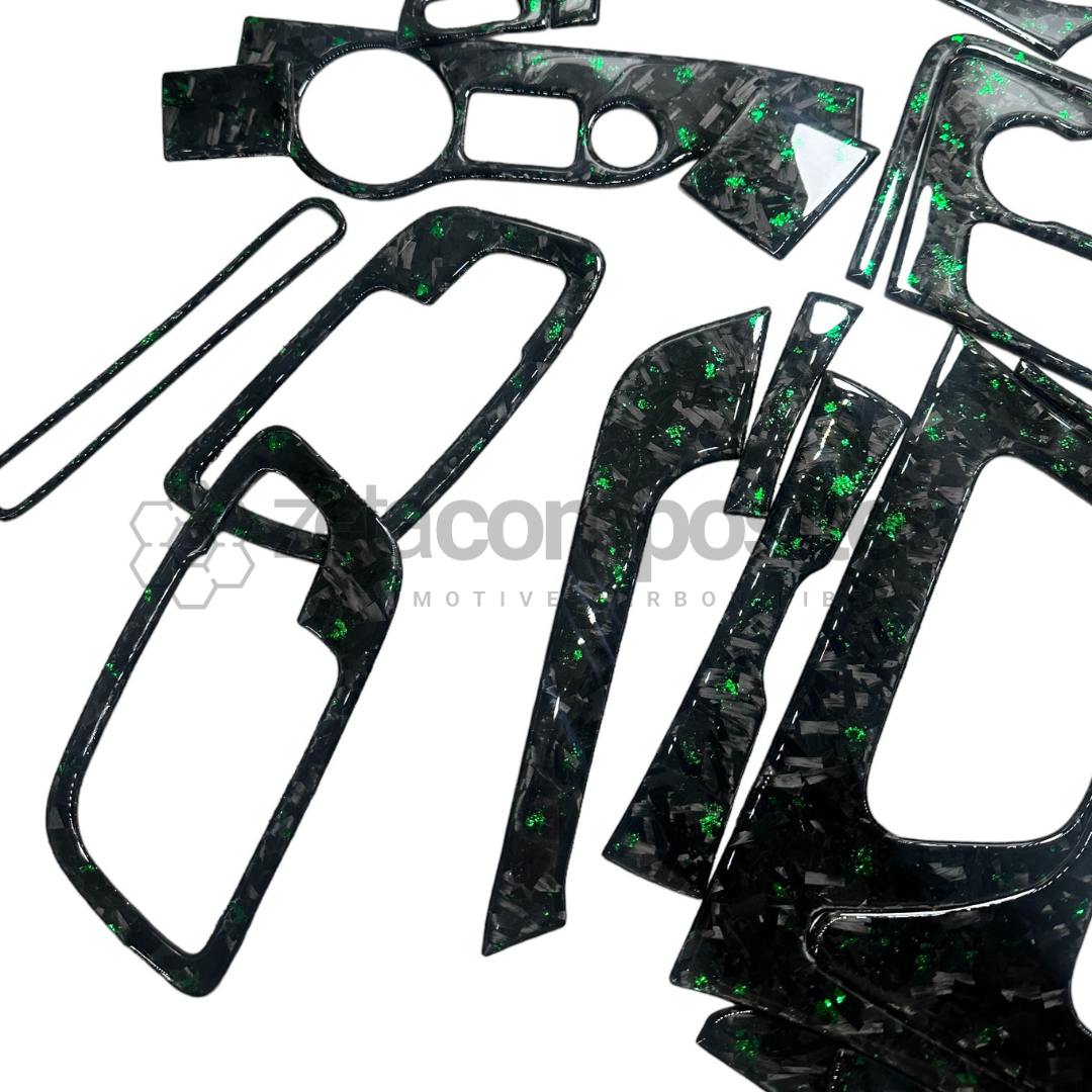 2015-2023 Charger Forged Carbon Fiber Green Flakes Interior Trim Kit