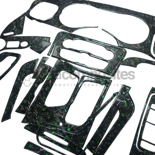 2015-2023 Charger Forged Carbon Fiber Green Flakes Interior Trim Kit