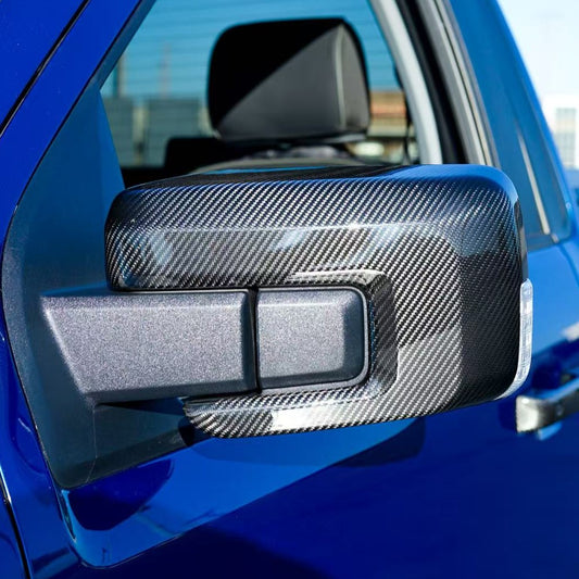 (2021'+) F150 Carbon Fiber Mirror Cap Housings with Splash Guard