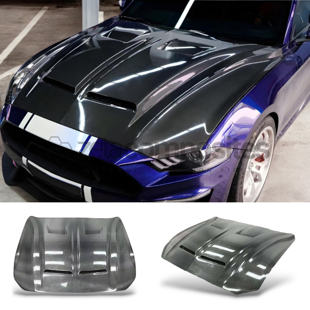 2018+ Mustang Carbon Fiber Supersnake Style Hood