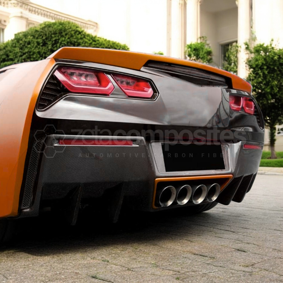 Corvette C7 Carbon Fiber Finned Rear Diffuser Z06 / GS / SR / ZR1 (14'-19')