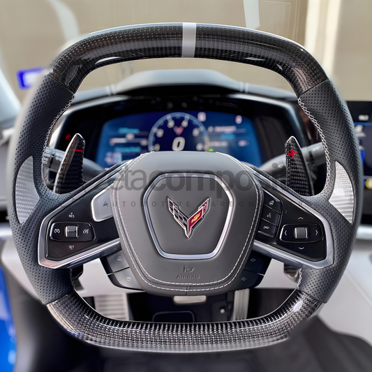 c8 corvette custom carbon fiber steering wheel
