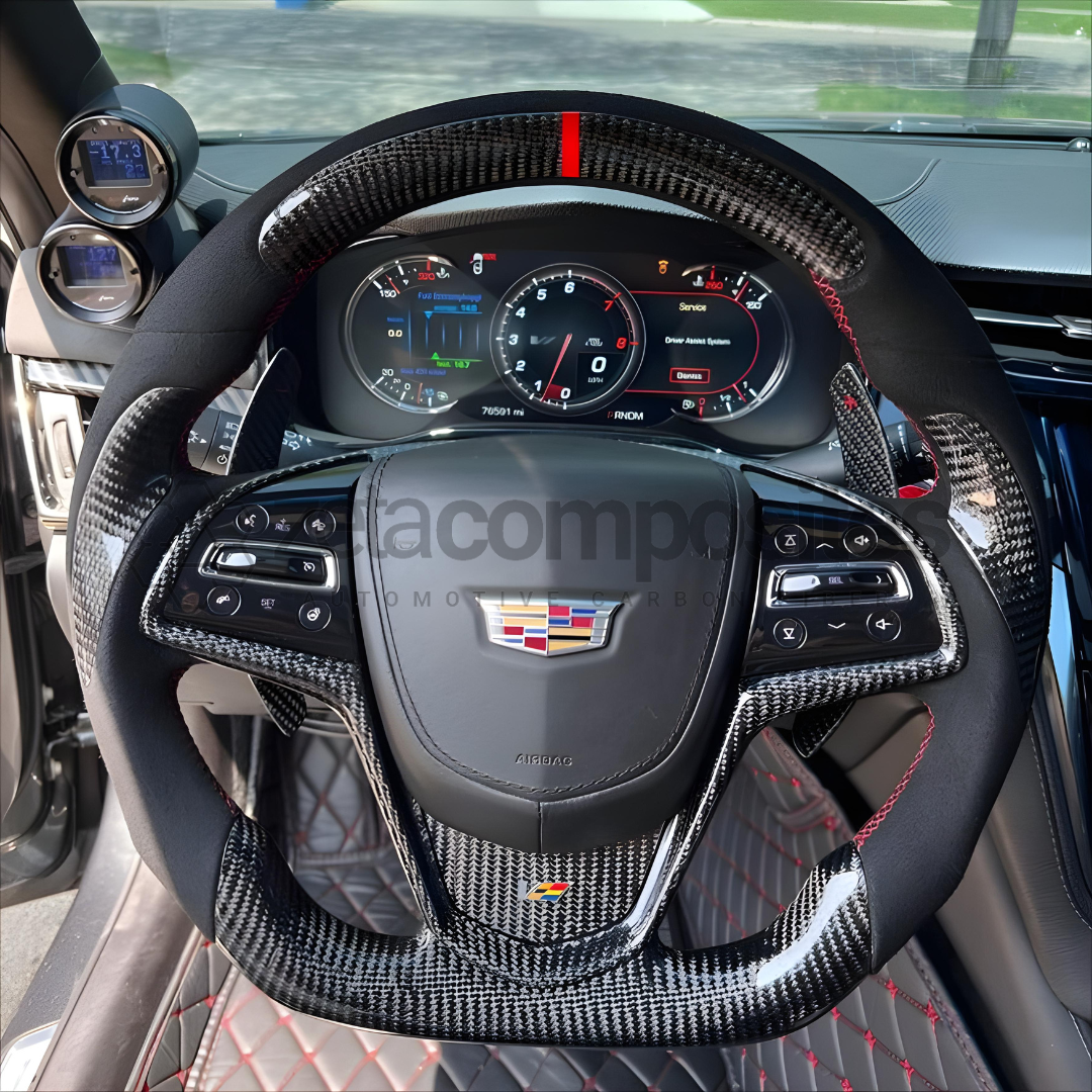 Cadillac V3 CTS ATS Carbon Fiber Steering Wheel Customizable (14' - 20')