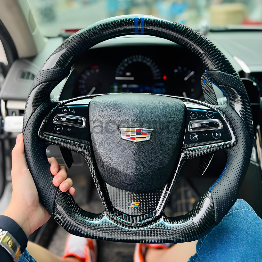 Cadillac V3 CTS ATS Carbon Fiber Steering Wheel Customizable (14' - 20')