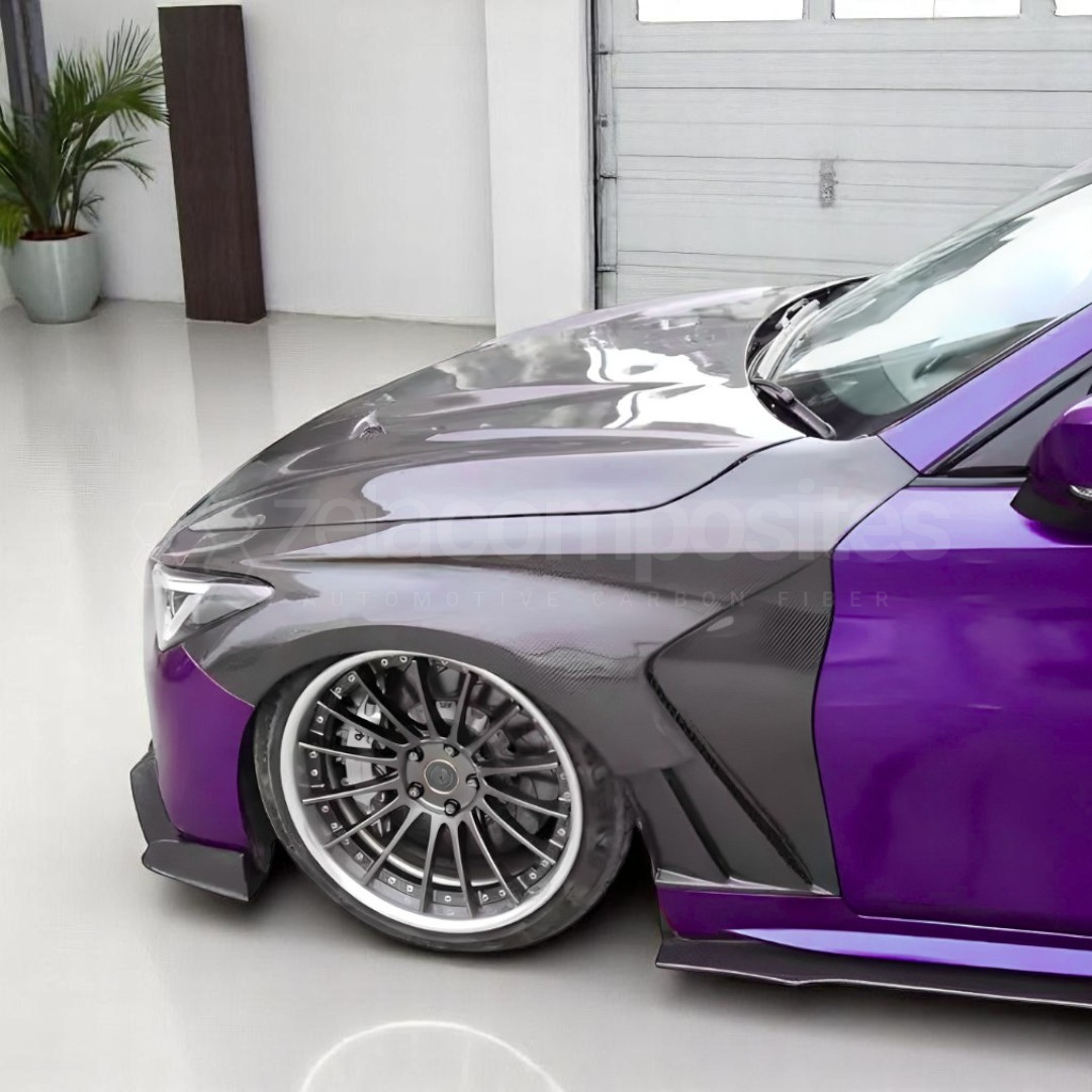 Carbon Fiber Fenders with Side Vents for Infiniti Q50 and Q60