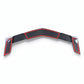 A curved automotive spoiler or wing component featuring a black carbon fiber pattern, textured grip panels, and bright red accent lines, shown against a plain white background.