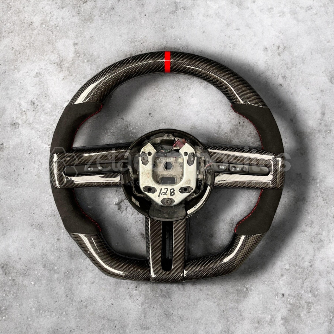red stripe carbon steering wheel mustang