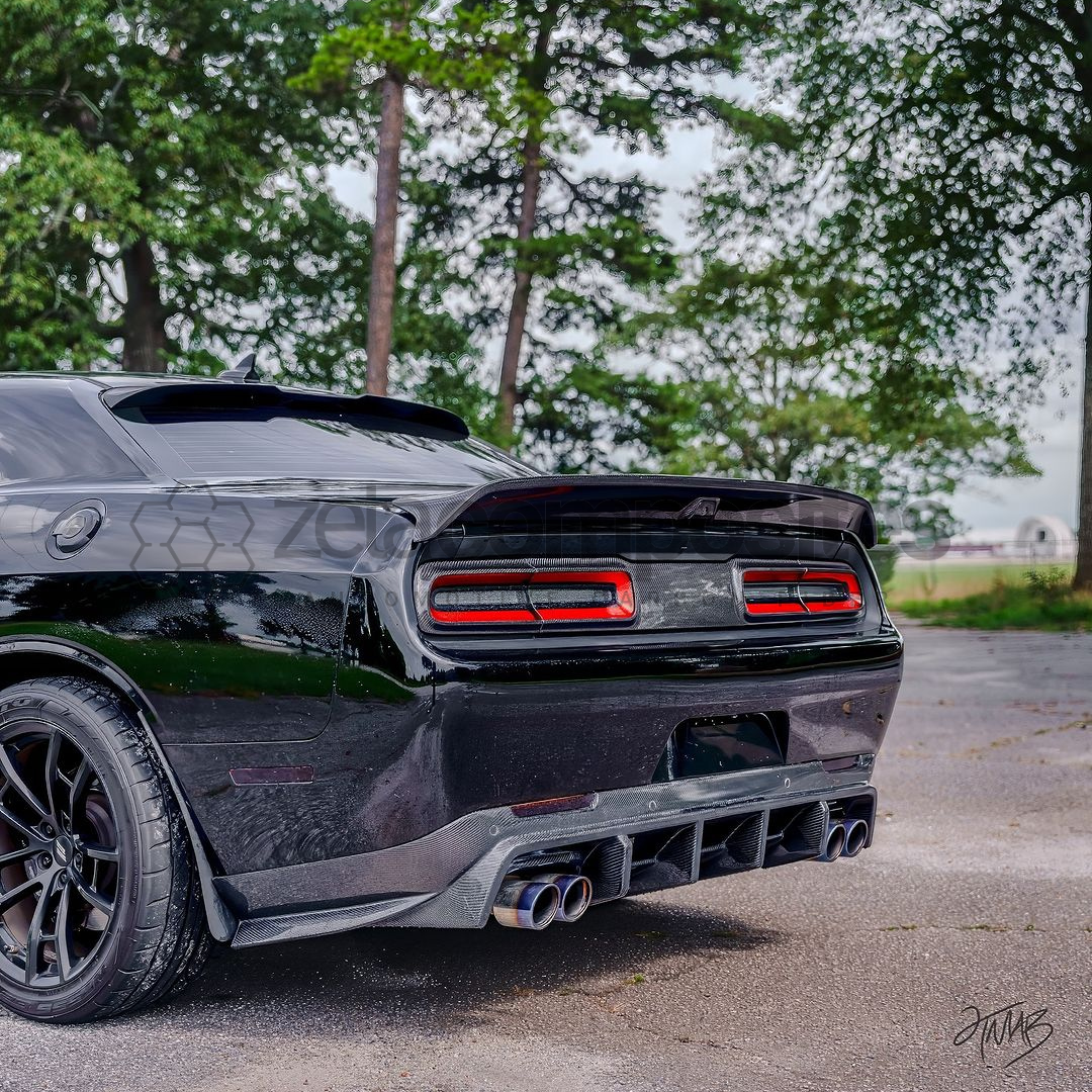 Matte Black Rear Diffuser For 2015-2023 Dodge Challenger (SRT Hellcat, R/T, Scat Pack, GT) Rock Style