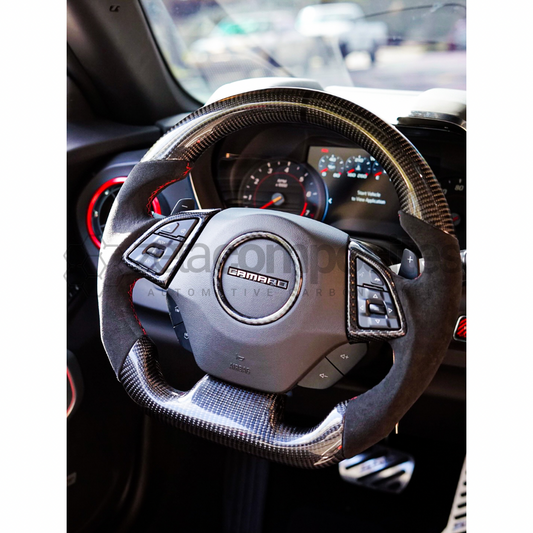 2016-2024 Camaro Carbon Fiber Steering Wheel (Button Trim INCLUDED)