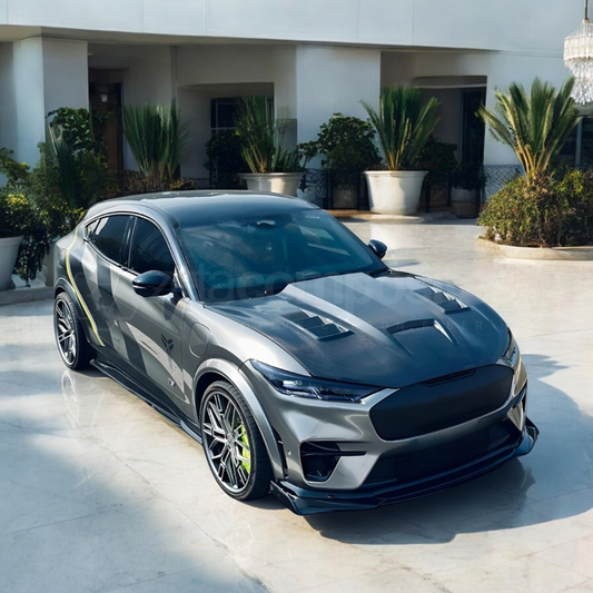 Mustang Mach E Carbon Fiber Hood - Terminator Style