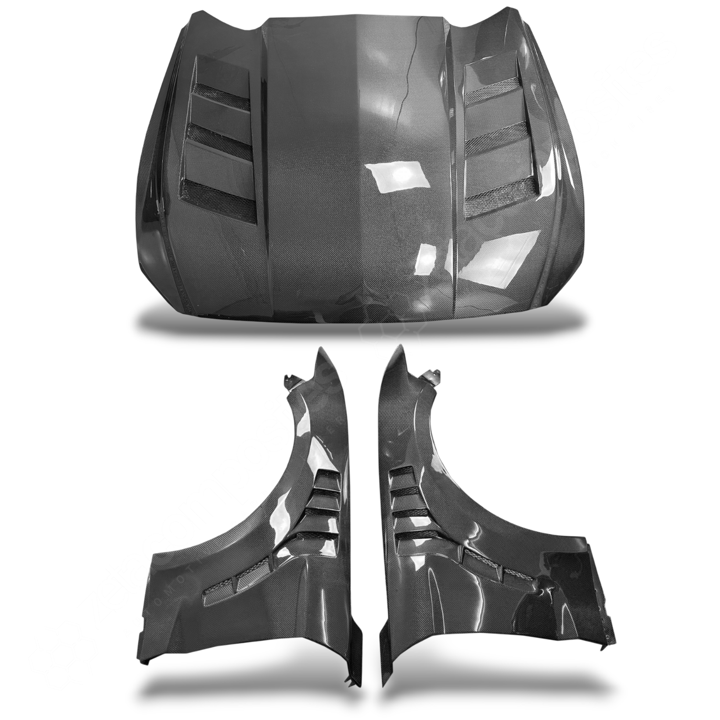(2015'-2023') Mustang Carbon Fiber Hood & Fenders - Vented Style