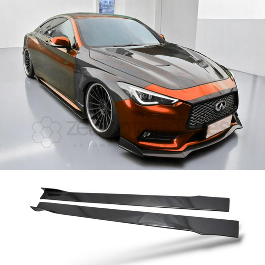 Carbon Fiber Side Skirts Splitters | Compatible with Infiniti Q50 Q60