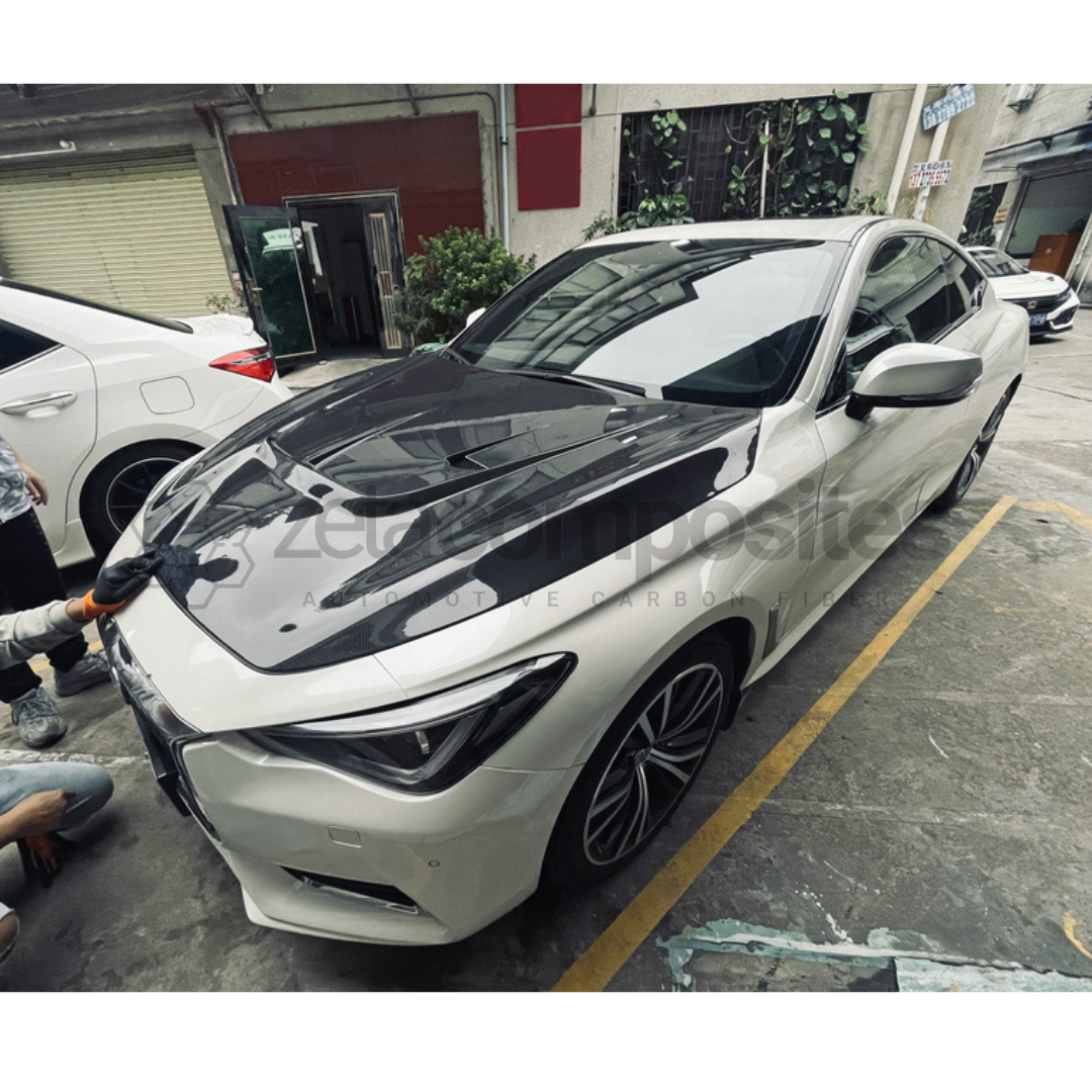 Q60 Carbon Fiber Hood GT Style Vented