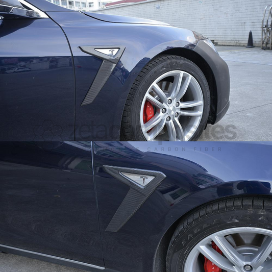 Tesla Model S Carbon Fiber Fender Badges Inserts