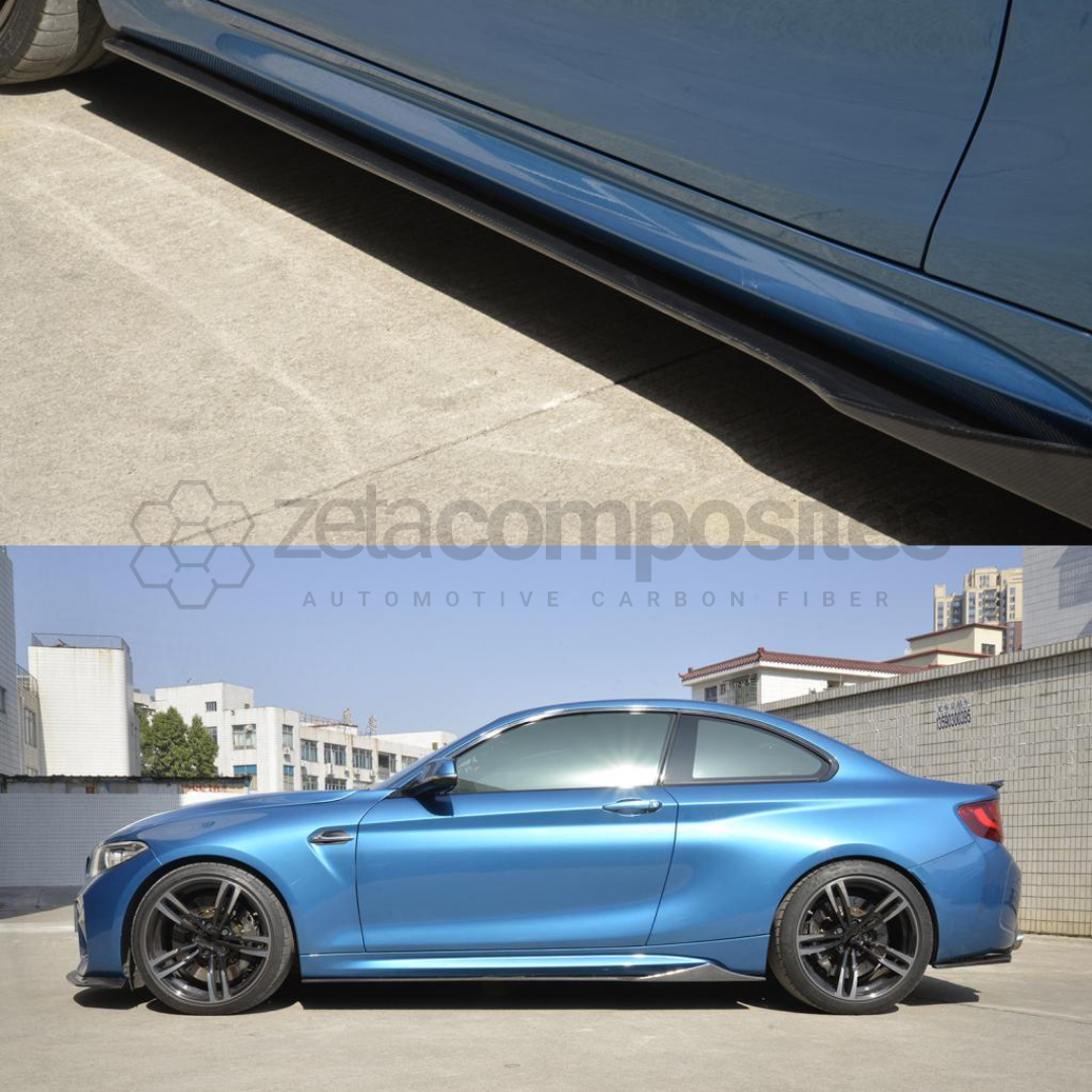 BMW F22 / 2 Series Carbon Fiber Side Skirts Winged Set