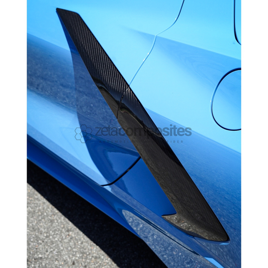 Carbon fiber garnish cover, long fin-shaped black insert for side vent