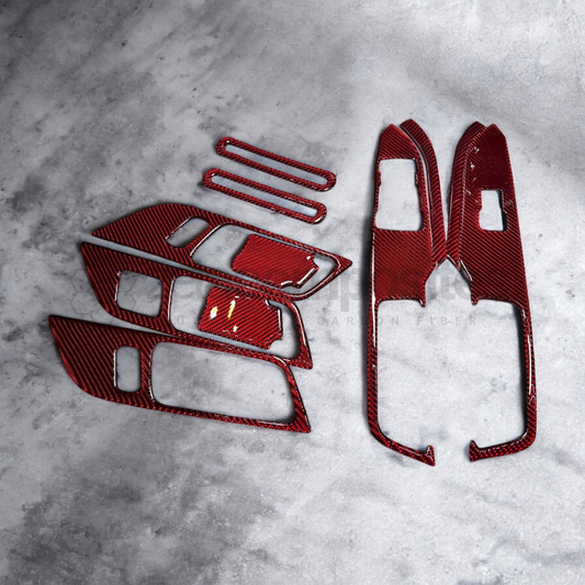 15'-23' Mustang Red Carbon Fiber Door Overlays Kit