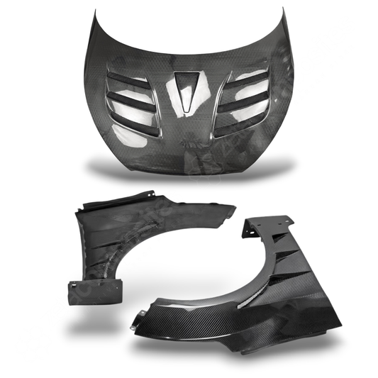 (2011'-2018') Hyundai Veloster Carbon Fiber Hood & Fenders Kit - Vented